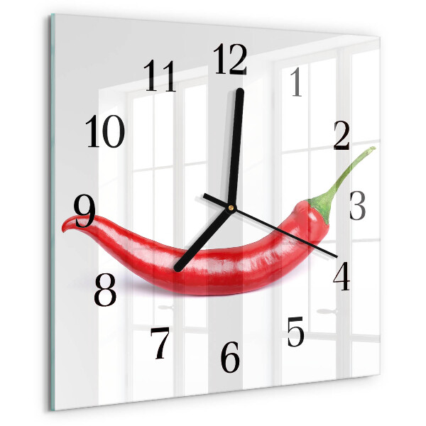 Wanduhr aus glas Chili-Pfeffer