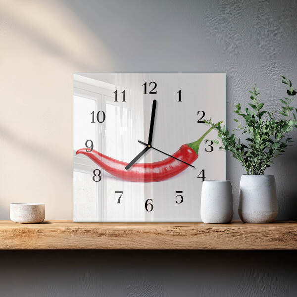 Wanduhr aus glas Chili-Pfeffer