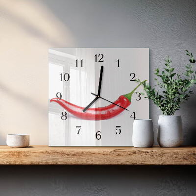 Wanduhr aus glas Chili-Pfeffer