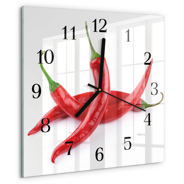 Wanduhr aus glas Chilischoten