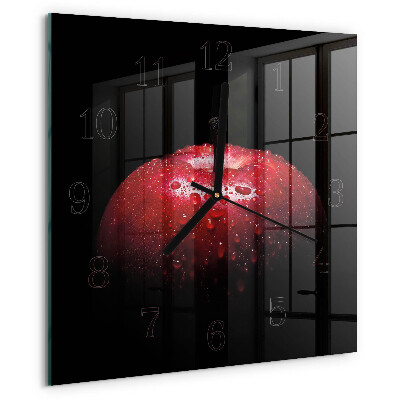 Wanduhr aus glas Apfel