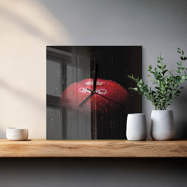 Wanduhr aus glas Apfel