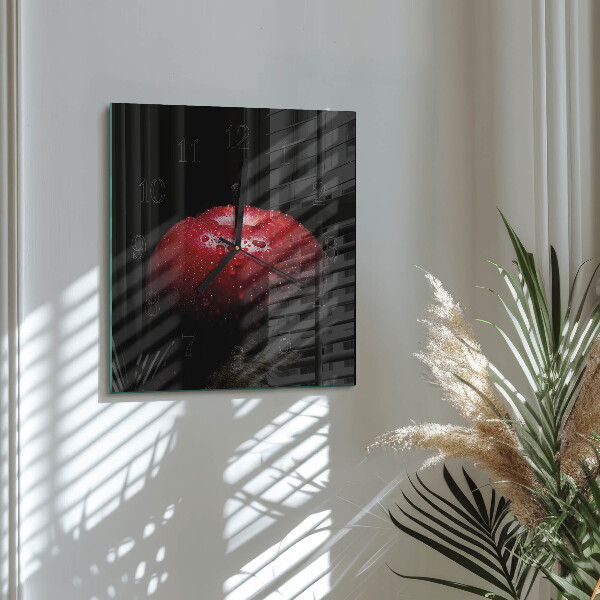Wanduhr aus glas Apfel