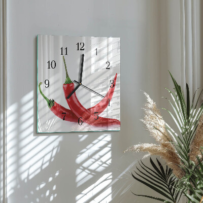 Wanduhr aus glas Chilischoten