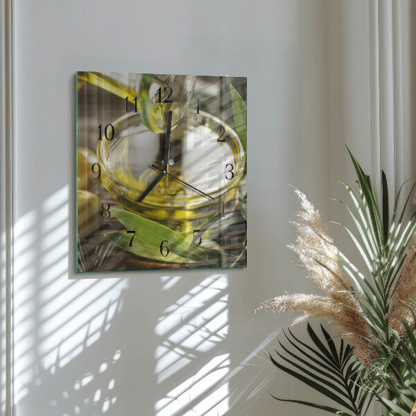 Wanduhr aus glas Olivenöl