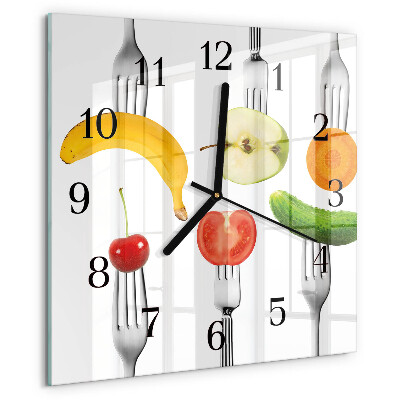 Wanduhr aus glas Obst