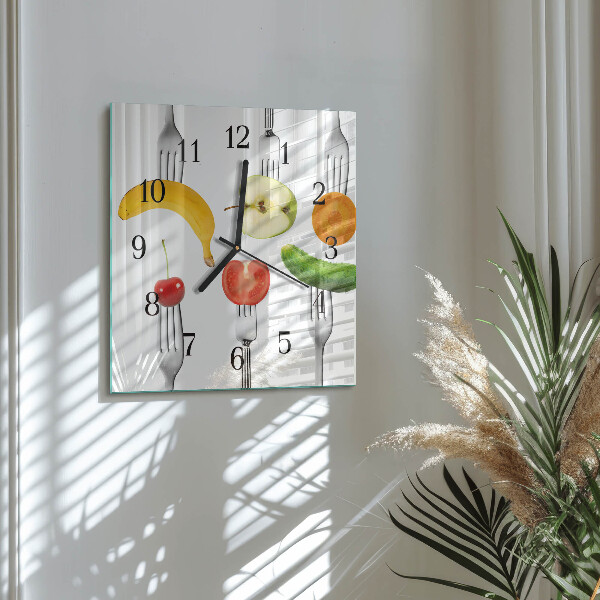 Wanduhr aus glas Obst