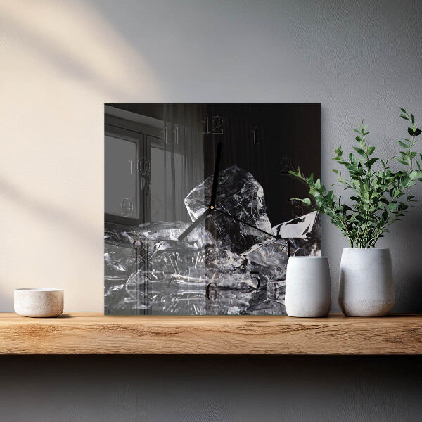 Wanduhr aus glas Eiswürfel