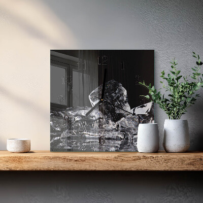 Wanduhr aus glas Eiswürfel