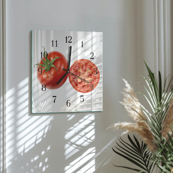 Wanduhr aus glas Tomaten