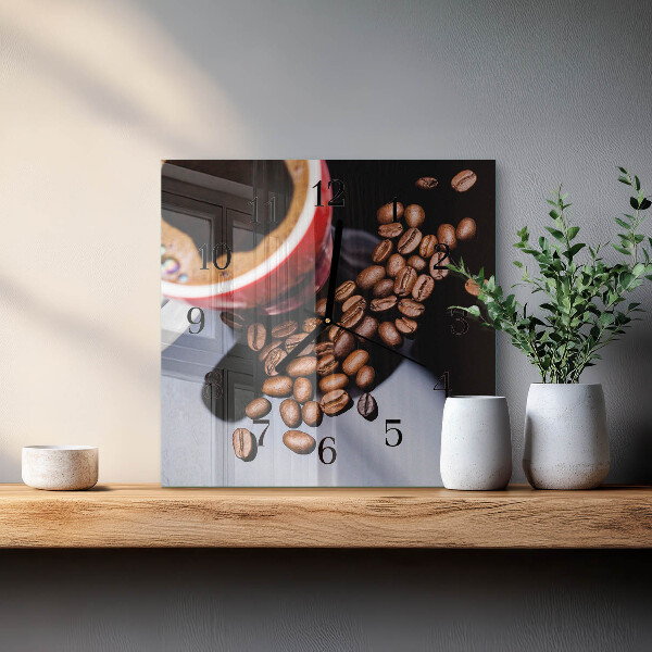 Wanduhr aus glas Tasse Kaffee