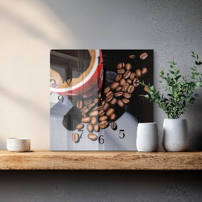 Wanduhr aus glas Tasse Kaffee