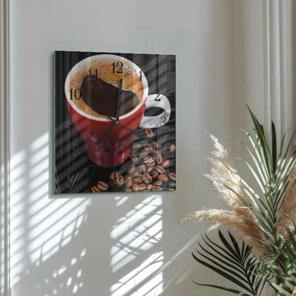 Wanduhr aus glas Tasse Kaffee