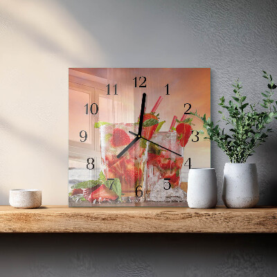 Wanduhr aus glas Erdbeeren