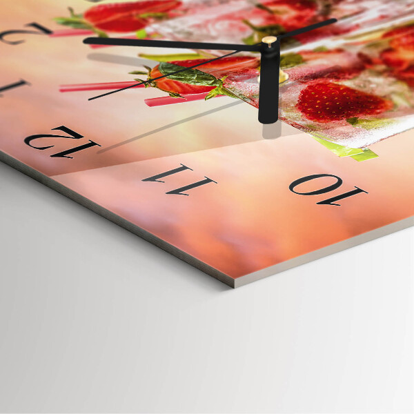 Wanduhr aus glas Erdbeeren