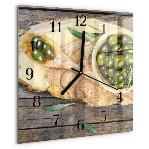 Wanduhr aus glas Olivenholz