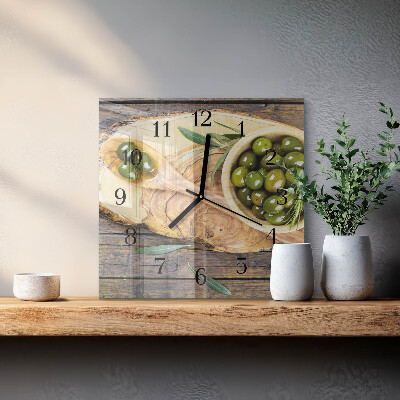 Wanduhr aus glas Olivenholz