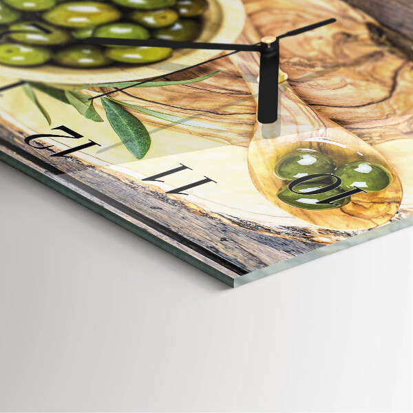 Wanduhr aus glas Olivenholz