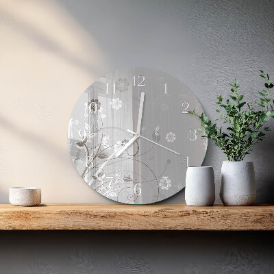 Glas wanduhr Blumen