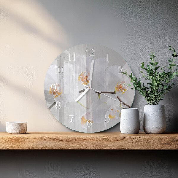Glas wanduhr Orchidee