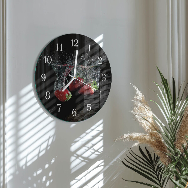 Glas wanduhr Erdbeeren