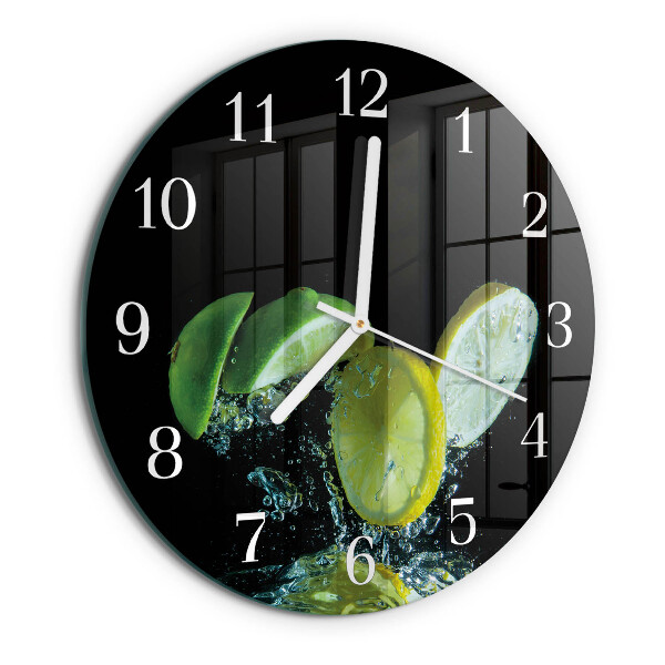 Glas wanduhr Zitrone und Limette