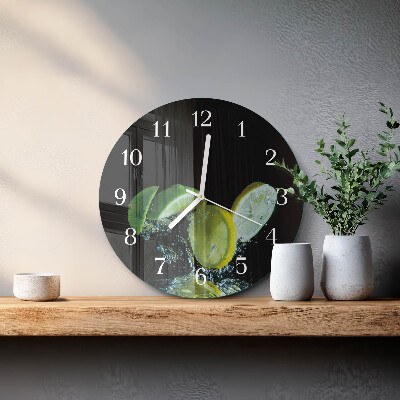 Glas wanduhr Zitrone und Limette