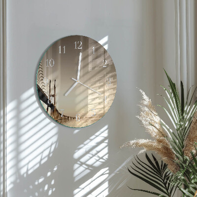 Glas wanduhr Sepia-Brücke