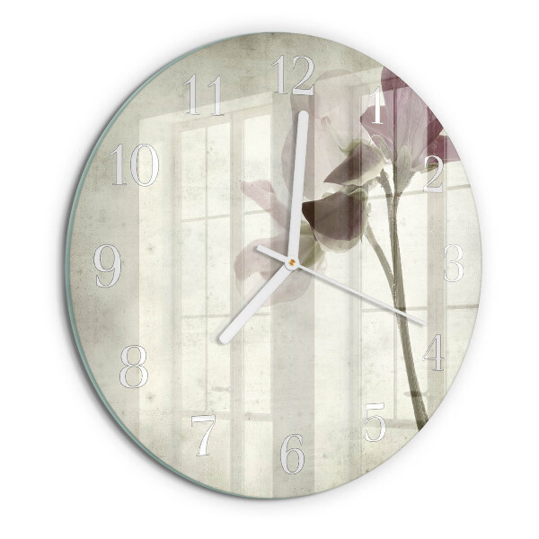 Glas wanduhr Vintage-Blumen