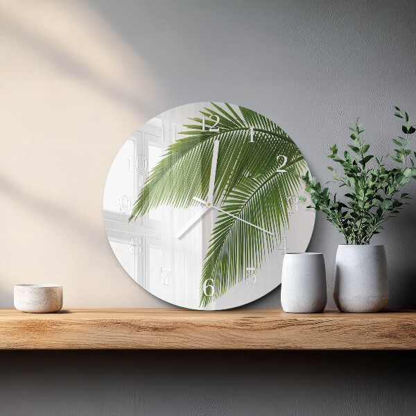 Glas wanduhr Palmenblätter