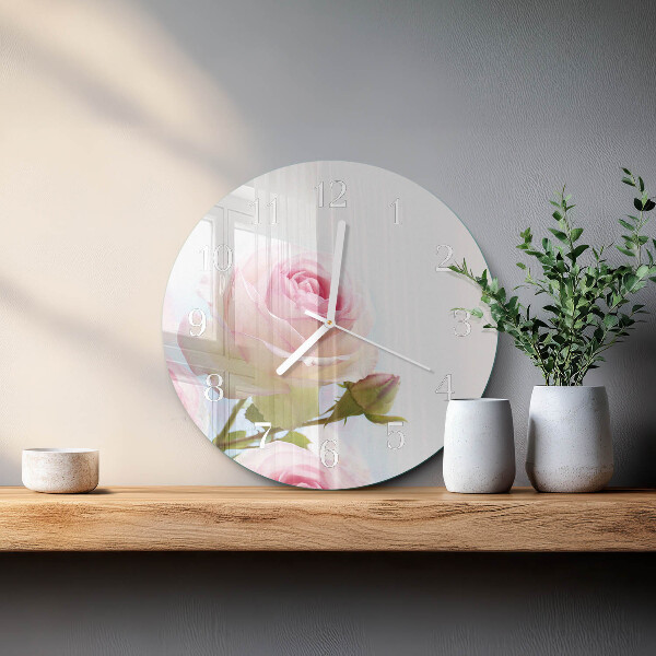 Glas wanduhr Rose