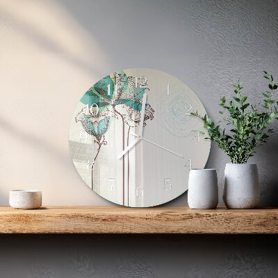 Glas wanduhr Vintage-Blumen