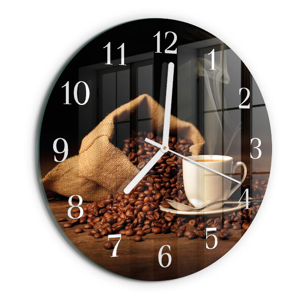 Glas wanduhr Kaffeebohnen