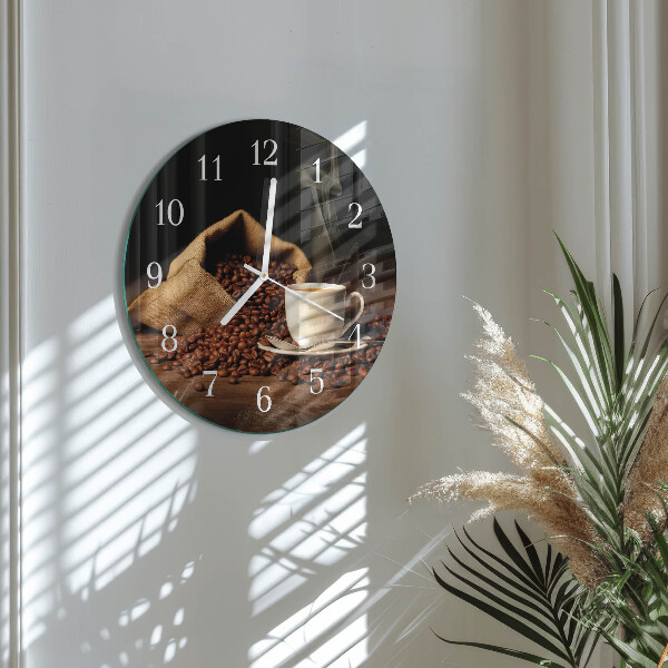 Glas wanduhr Kaffeebohnen