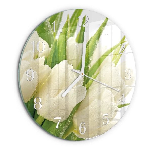 Glas wanduhr Tulpen