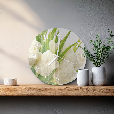 Glas wanduhr Tulpen