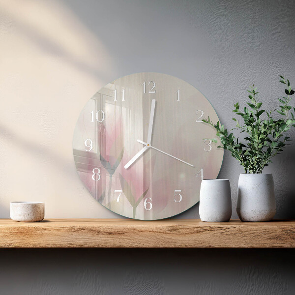 Glas wanduhr Blumen
