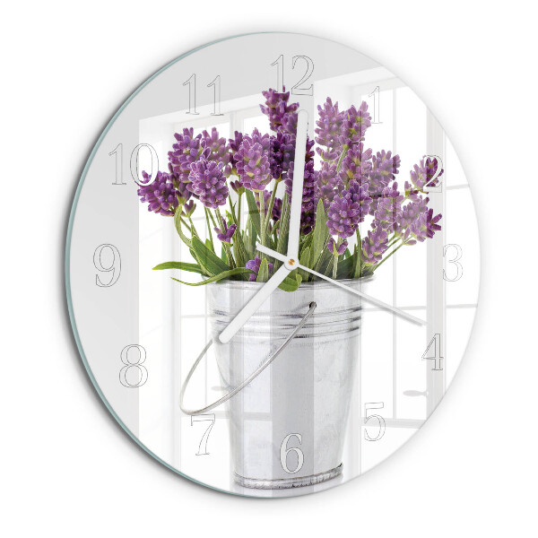 Glas wanduhr Lavendel