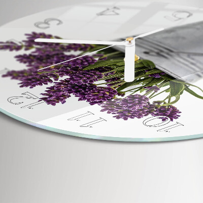 Glas wanduhr Lavendel