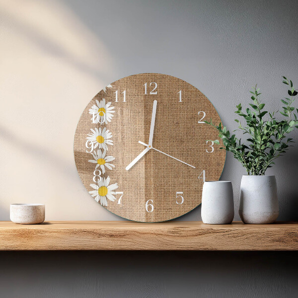 Glas wanduhr Gänseblümchen