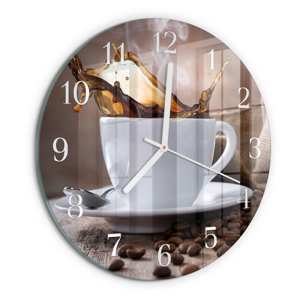 Glas wanduhr Kaffee