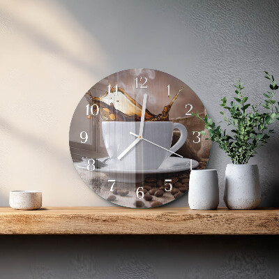 Glas wanduhr Kaffee
