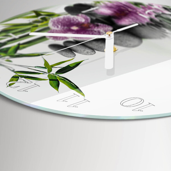 Glas wanduhr Orchideensteine