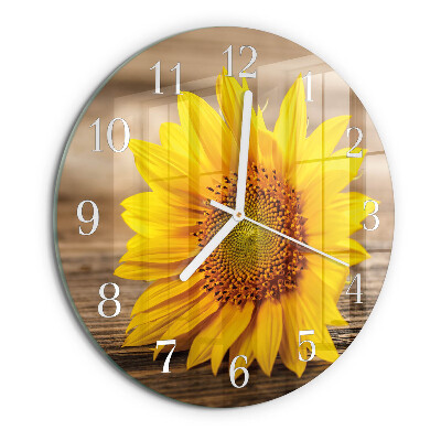 Glas wanduhr Sonnenblume
