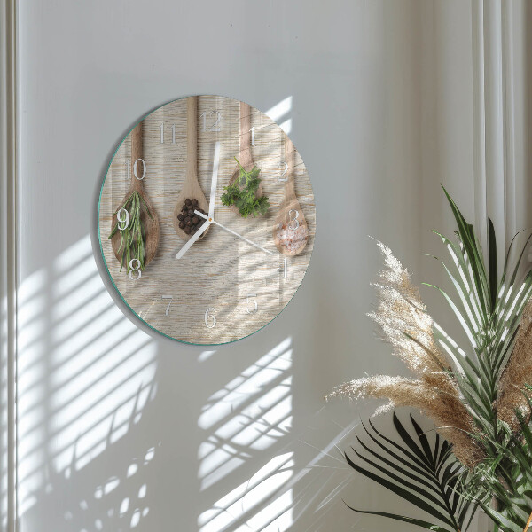 Glas wanduhr Holzlöffel