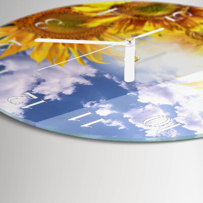 Glas wanduhr Sonnenblumen