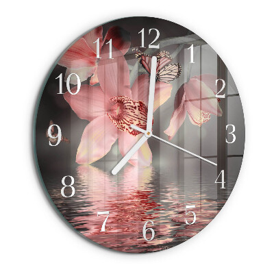 Glas wanduhr Orchidee