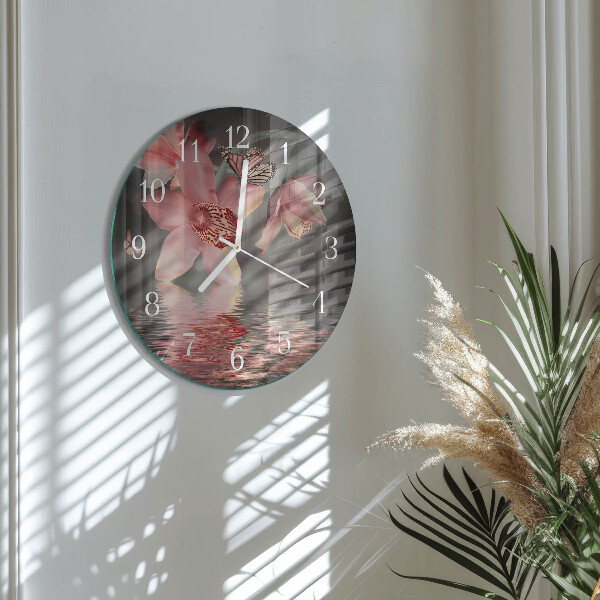 Glas wanduhr Orchidee