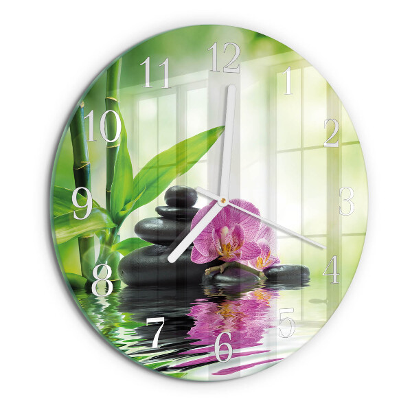 Glas wanduhr Spa Orchidee