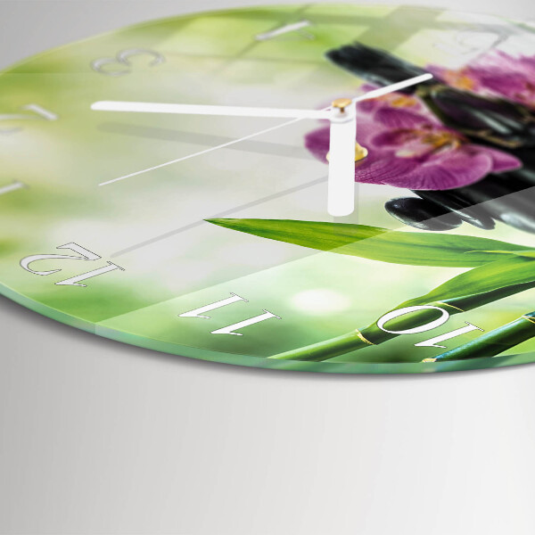 Glas wanduhr Spa Orchidee